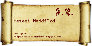 Hetesi Medárd névjegykártya